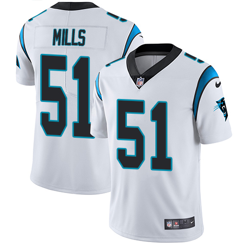 Men's Nike Carolina Panthers #51 Sam Mills White Vapor Untouchable Limited Player NFL Jersey