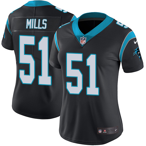 Women's Nike Carolina Panthers #51 Sam Mills Black Team Color Vapor Untouchable Limited Player NFL Jersey