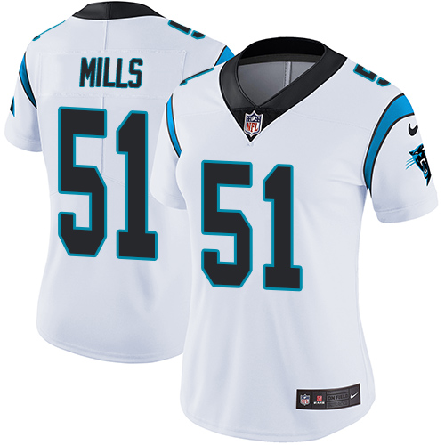 Women's Nike Carolina Panthers #51 Sam Mills White Vapor Untouchable Elite Player NFL Jersey
