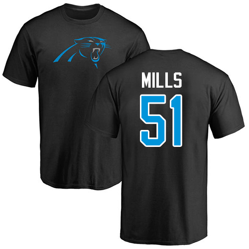 NFL Nike Carolina Panthers #51 Sam Mills Black Name & Number Logo T-Shirt