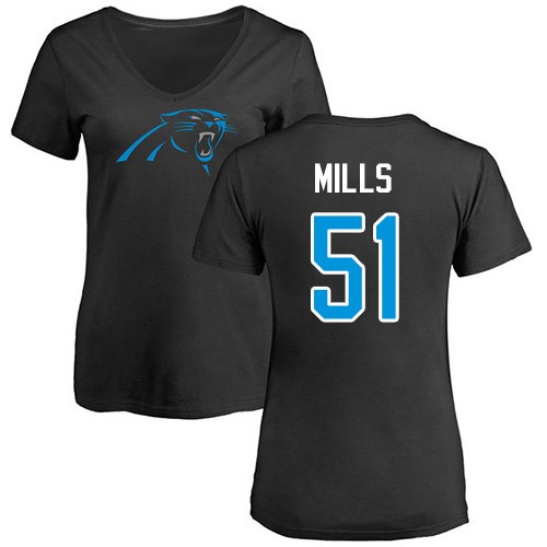 NFL Women's Nike Carolina Panthers #51 Sam Mills Black Name & Number Logo Slim Fit T-Shirt