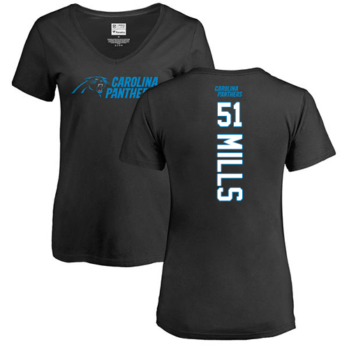 NFL Women's Nike Carolina Panthers #51 Sam Mills Black Backer T-Shirt