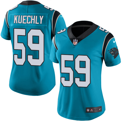 Women's Nike Carolina Panthers #59 Luke Kuechly Limited Blue Rush Vapor Untouchable NFL Jersey