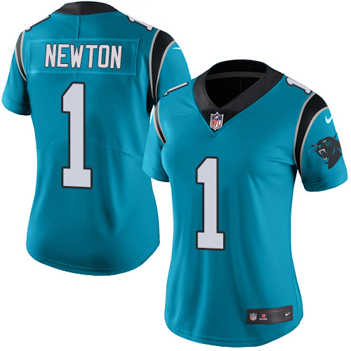 Women's Nike Carolina Panthers #1 Cam Newton Limited Blue Rush Vapor Untouchable NFL Jersey