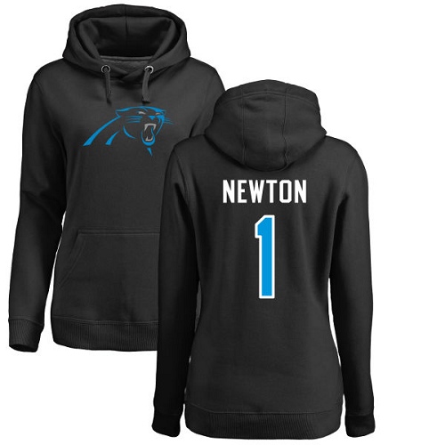 NFL Women's Nike Carolina Panthers #1 Cam Newton Black Name & Number Logo Pullover Hoodie