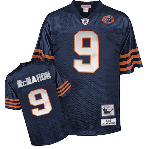 Mitchell and Ness Chicago Bears #9 Jim McMahon Blue Team Color Big Number with Bear Patch Authentic Throwback NFL Jersey