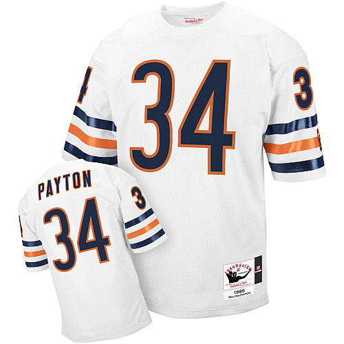Mitchell and Ness Chicago Bears #34 Walter Payton White Authentic Throwback NFL Jersey