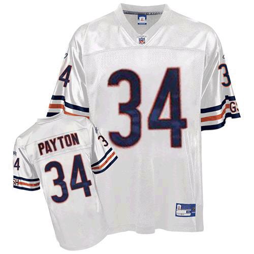Reebok Chicago Bears #34 Walter Payton White Replica Throwback NFL Jersey