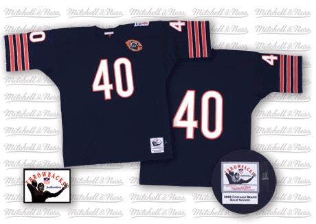 Mitchell and Ness Chicago Bears #40 Gale Sayers Blue Team Color Big Number with Bear Patch Authentic Throwback NFL Jersey