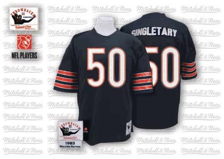 Mitchell and Ness Chicago Bears #50 Mike Singletary Blue Team Color Small Number Authentic Throwback NFL Jersey