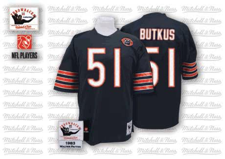 Mitchell and Ness Chicago Bears #51 Dick Butkus Blue Team Color Big Number with Bear Patch Authentic Throwback NFL Jersey