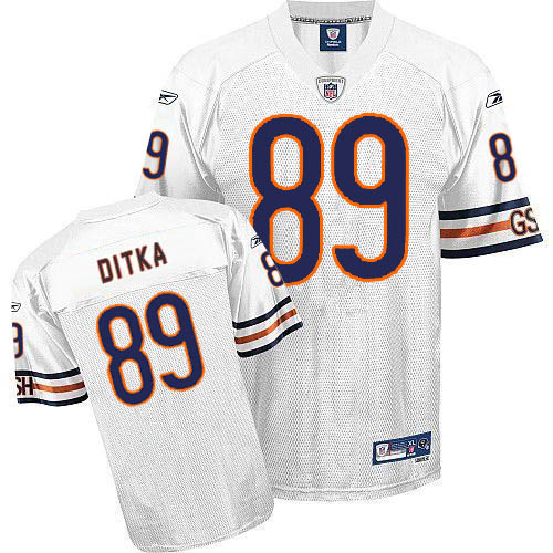 Reebok Chicago Bears #89 Mike Ditka White Authentic Throwback NFL Jersey