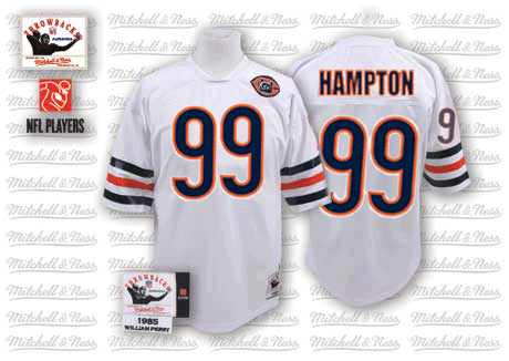 Mitchell and Ness Chicago Bears #99 Dan Hampton White Big Number with Bear Patch Authentic Throwback NFL Jersey