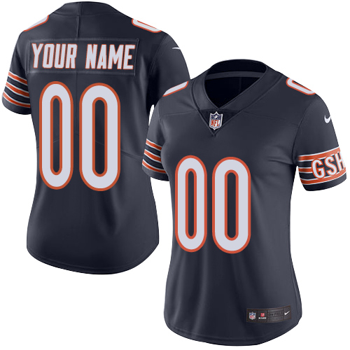 Women's Nike Chicago Bears Customized Navy Blue Team Color Vapor Untouchable Custom Limited NFL Jersey
