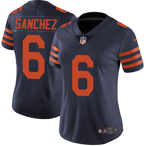 Women's Nike Chicago Bears #6 Mark Sanchez Navy Blue Alternate Vapor Untouchable Elite Player NFL Jersey
