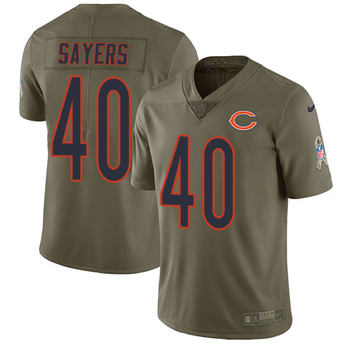 Men's Nike Chicago Bears #40 Gale Sayers Limited Olive 2017 Salute to Service NFL Jersey