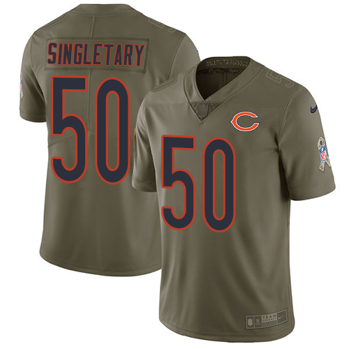 Men's Nike Chicago Bears #50 Mike Singletary Limited Olive 2017 Salute to Service NFL Jersey