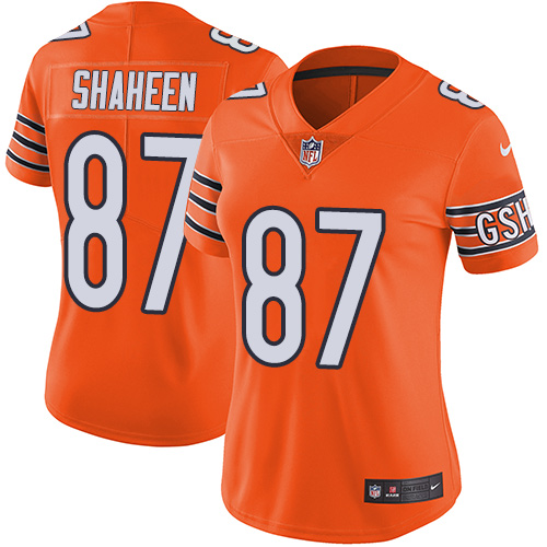 Women's Nike Chicago Bears #87 Adam Shaheen Limited Orange Rush Vapor Untouchable NFL Jersey