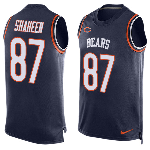 Men's Nike Chicago Bears #87 Adam Shaheen Limited Navy Blue Player Name & Number Tank Top NFL Jersey