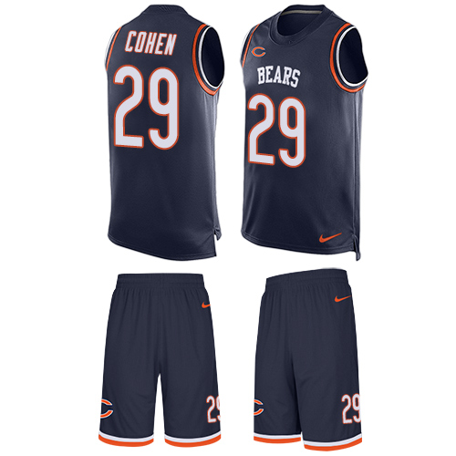 Men's Nike Chicago Bears #29 Tarik Cohen Limited Navy Blue Tank Top Suit NFL Jersey
