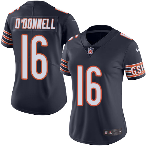 Women's Nike Chicago Bears #16 Pat O'Donnell Navy Blue Team Color Vapor Untouchable Limited Player NFL Jersey