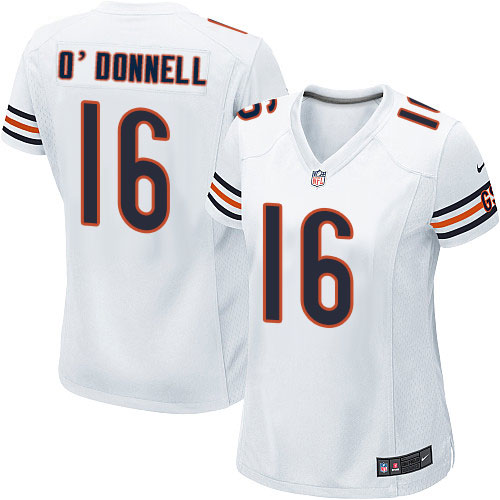 Women's Nike Chicago Bears #16 Pat O'Donnell Game White NFL Jersey