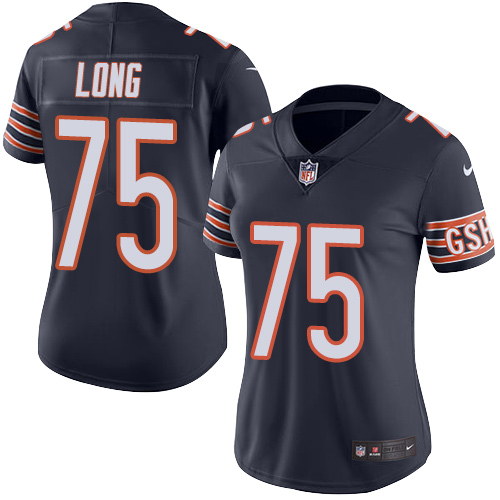 Women's Nike Chicago Bears #75 Kyle Long Navy Blue Team Color Vapor Untouchable Limited Player NFL Jersey