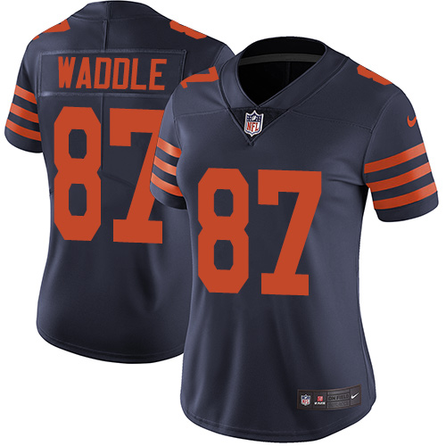 Women's Nike Chicago Bears #87 Tom Waddle Navy Blue Alternate Vapor Untouchable Limited Player NFL Jersey