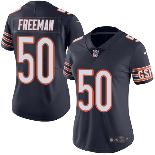 Women's Nike Chicago Bears #50 Jerrell Freeman Navy Blue Team Color Vapor Untouchable Elite Player NFL Jersey