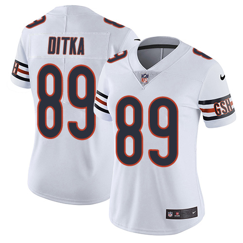 Women's Nike Chicago Bears #89 Mike Ditka White Vapor Untouchable Elite Player NFL Jersey