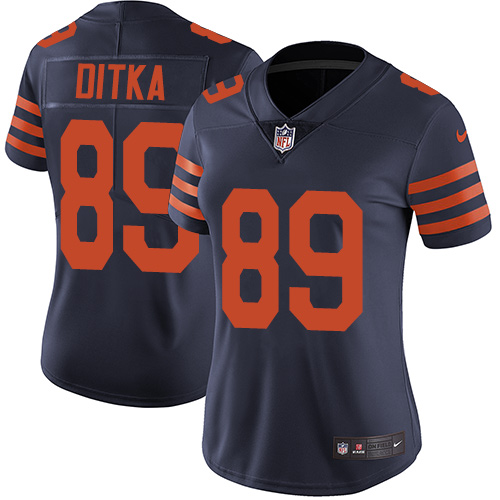 Women's Nike Chicago Bears #89 Mike Ditka Navy Blue Alternate Vapor Untouchable Limited Player NFL Jersey