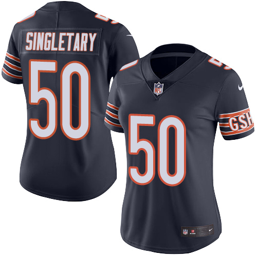 Women's Nike Chicago Bears #50 Mike Singletary Navy Blue Team Color Vapor Untouchable Limited Player NFL Jersey