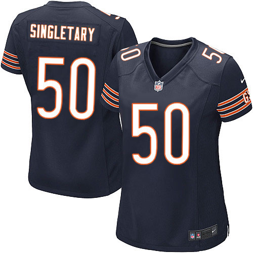 Women's Nike Chicago Bears #50 Mike Singletary Game Navy Blue Team Color NFL Jersey