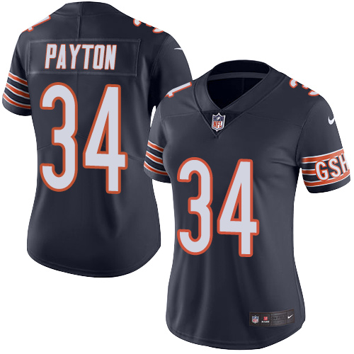 Women's Nike Chicago Bears #34 Walter Payton Navy Blue Team Color Vapor Untouchable Elite Player NFL Jersey