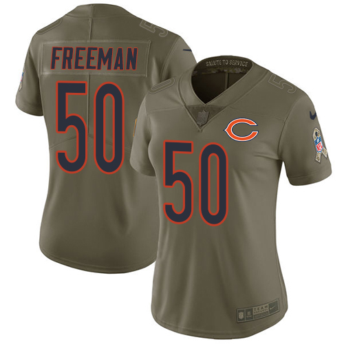 Women's Nike Chicago Bears #50 Jerrell Freeman Limited Olive 2017 Salute to Service NFL Jersey