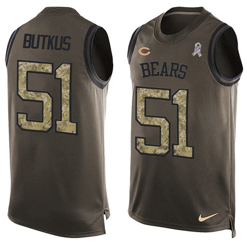 Men's Nike Chicago Bears #51 Dick Butkus Limited Green Salute to Service Tank Top NFL Jersey
