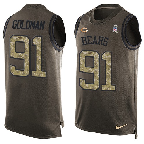 Men's Nike Chicago Bears #91 Eddie Goldman Limited Green Salute to Service Tank Top NFL Jersey