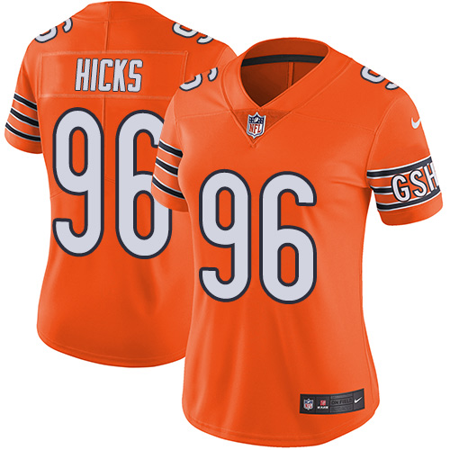 Women's Nike Chicago Bears #96 Akiem Hicks Limited Orange Rush Vapor Untouchable NFL Jersey
