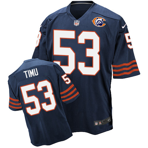 Men's Nike Chicago Bears #53 John Timu Elite Navy Blue Throwback NFL Jersey