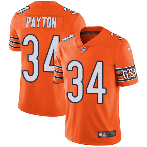 Men's Nike Chicago Bears #34 Walter Payton Limited Orange Rush Vapor Untouchable NFL Jersey