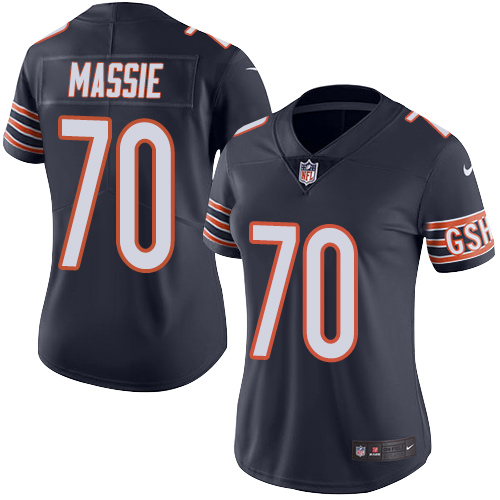 Women's Nike Chicago Bears #70 Bobby Massie Navy Blue Team Color Vapor Untouchable Elite Player NFL Jersey