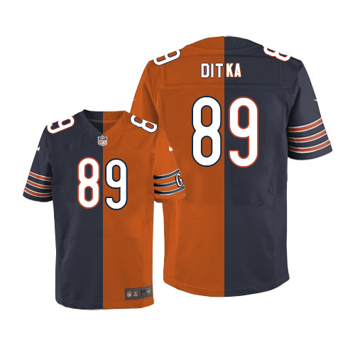 Men's Nike Chicago Bears #89 Mike Ditka Elite Navy/Orange Split Fashion NFL Jersey