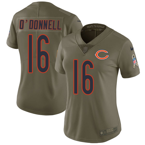 Women's Nike Chicago Bears #16 Pat O'Donnell Limited Olive 2017 Salute to Service NFL Jersey