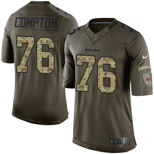 Men's Nike Chicago Bears #76 Tom Compton Elite Green Salute to Service NFL Jersey
