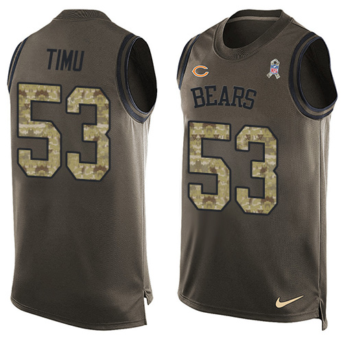 Men's Nike Chicago Bears #53 John Timu Limited Green Salute to Service Tank Top NFL Jersey