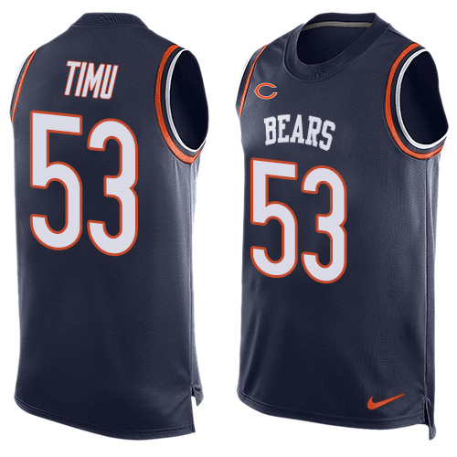 Men's Nike Chicago Bears #53 John Timu Limited Navy Blue Player Name & Number Tank Top NFL Jersey