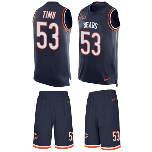 Men's Nike Chicago Bears #53 John Timu Limited Navy Blue Tank Top Suit NFL Jersey