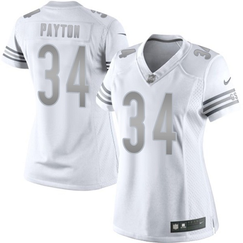 Women's Nike Chicago Bears #34 Walter Payton Limited White Platinum NFL Jersey