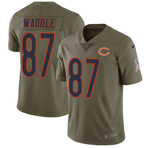Men's Nike Chicago Bears #87 Tom Waddle Limited Olive 2017 Salute to Service NFL Jersey