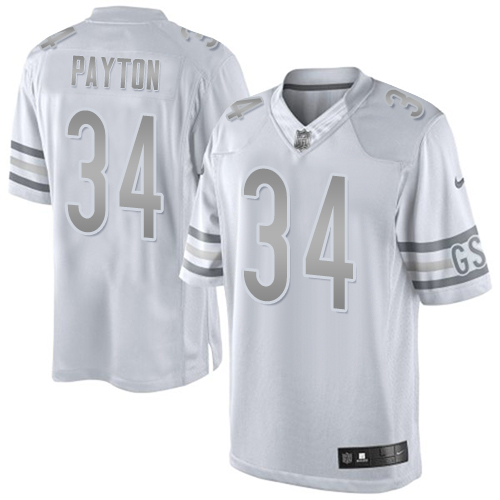 Men's Nike Chicago Bears #34 Walter Payton Limited White Platinum NFL Jersey